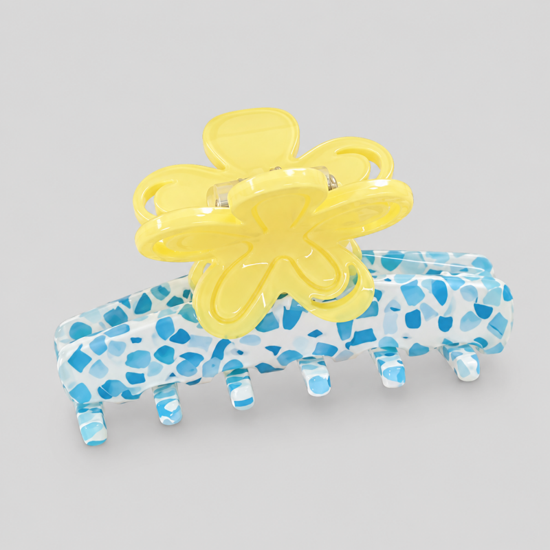 Flower Color Block Hair Claw Clips