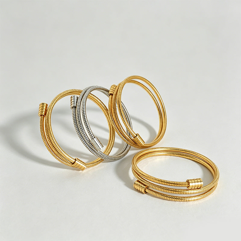 Minimalist Multi-layer Snake Chain Open Cuff Bracelet