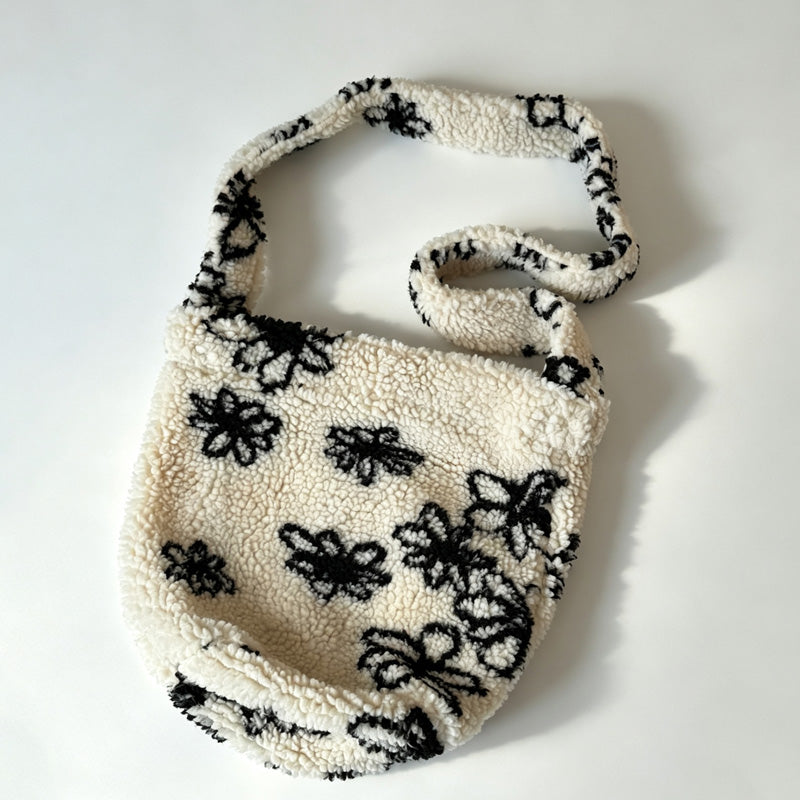 Pattern Fleece Crossbody Shoulder Bag