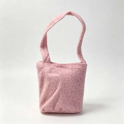 Fuzzy Fleece Bucket Handle Bag