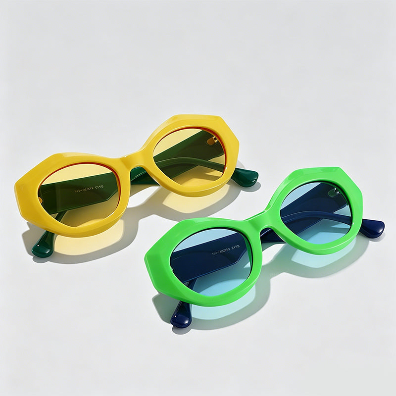 Irregular Polygon Tortoiseshell Frame Trendy Cat Eye Sunglasses