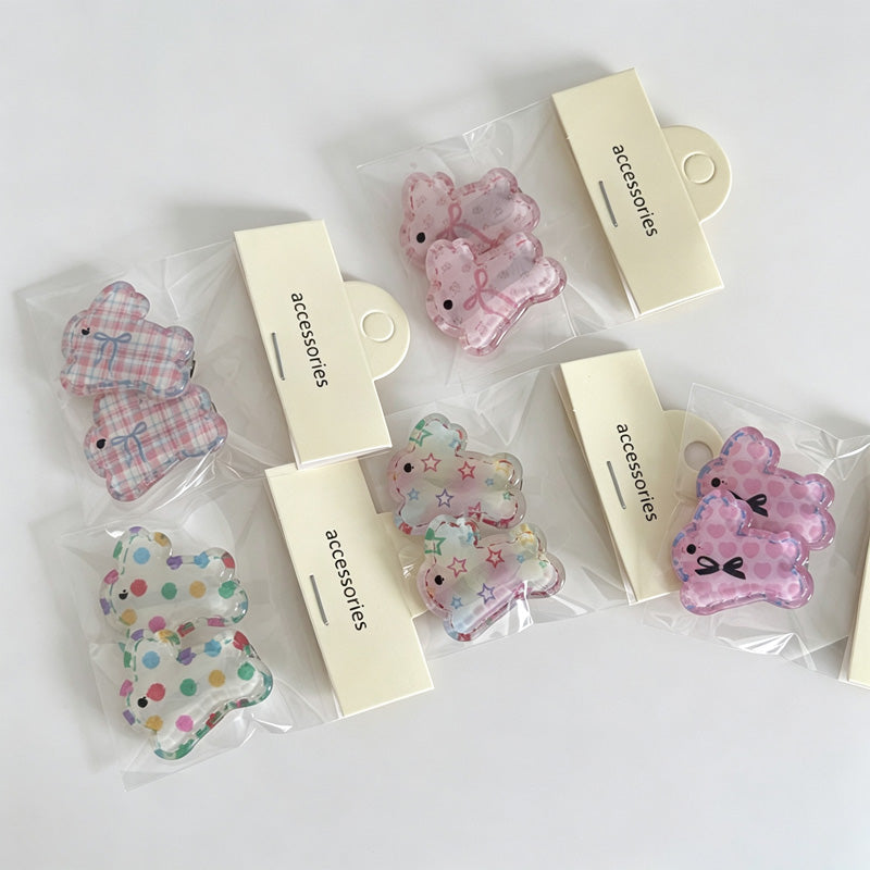 Bunny Shape Resin Hair Clips, 2 Pieces