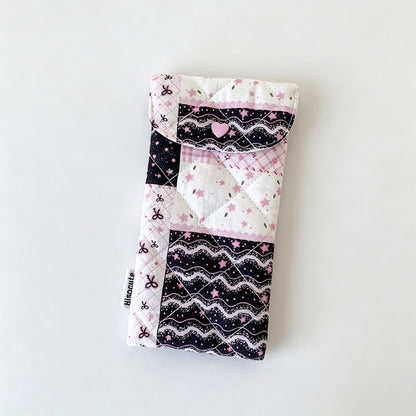 Quilted Floral Snap Button Pouch