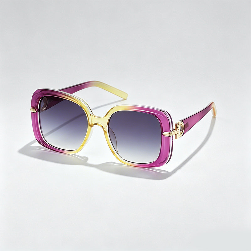 Metal Circle Decor Oversized Square Sunglasses