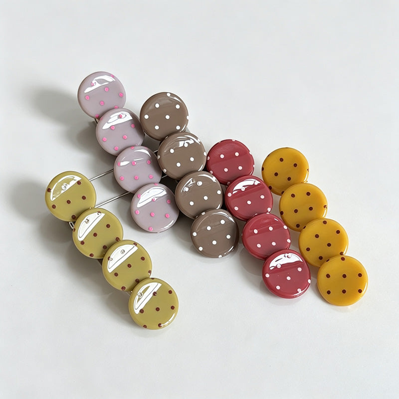 Polka‑Dot Acetate Hair Barrettes