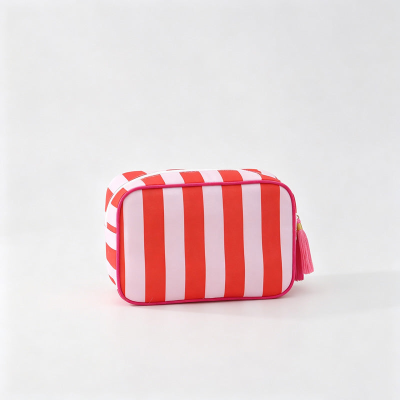 Striped Zipper Travel Cosmetic Pouch