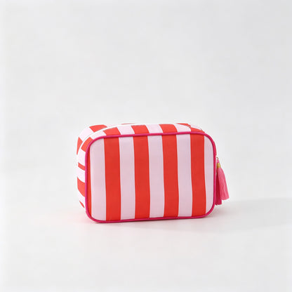 Striped Zipper Travel Cosmetic Pouch