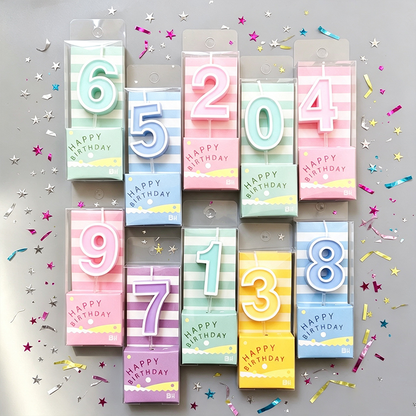 0-9 Pastel Candy Color Number Birthday Candles 10PCS Set
