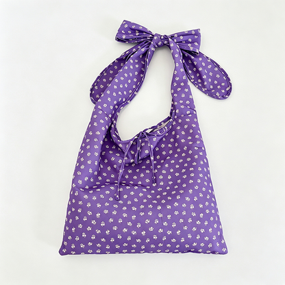 Bow Handle Floral Print Shoulder Bag