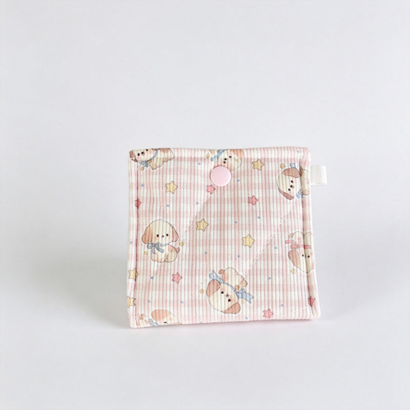 Corduroy Printed Square Storage Pouch