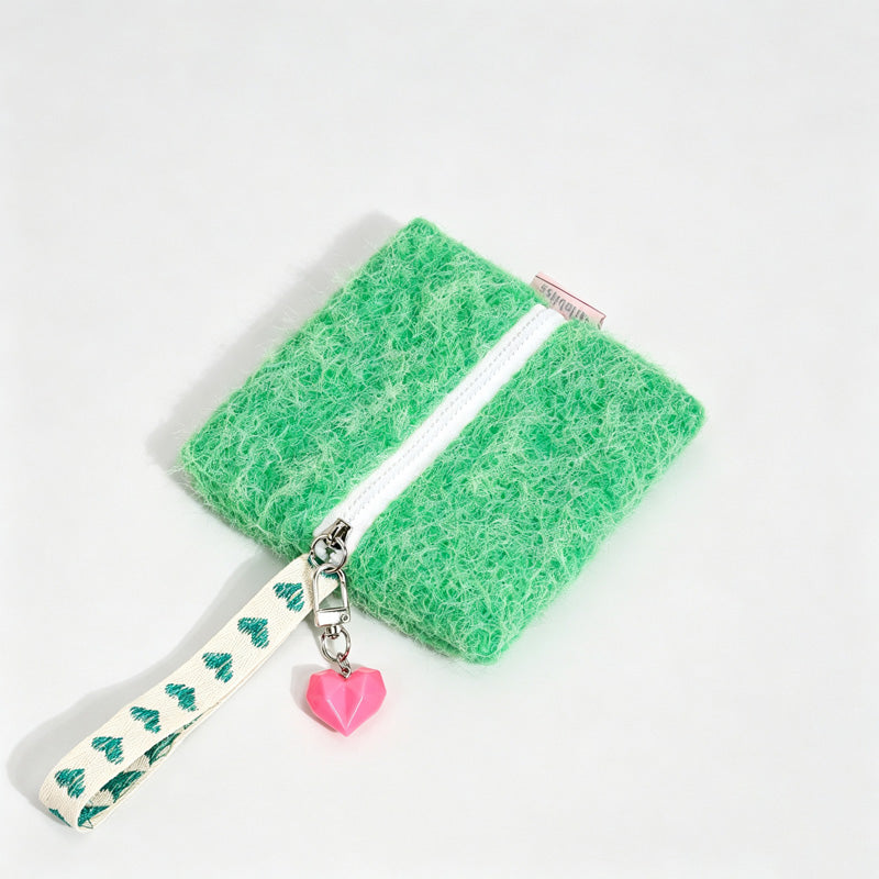 Fuzzy Zipper Small Coin Purse