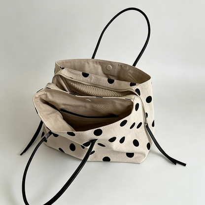 Polka Dot Canvas Tote Bag
