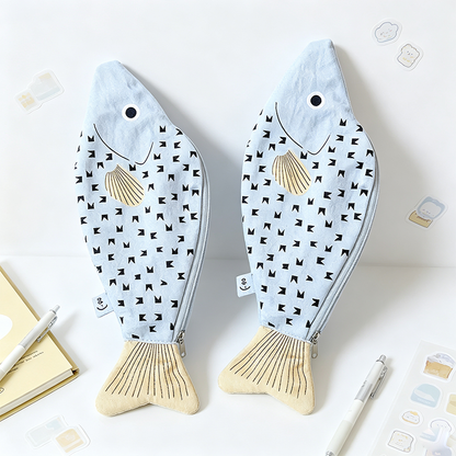 Fish‑Shaped Canvas Pencil Pouch