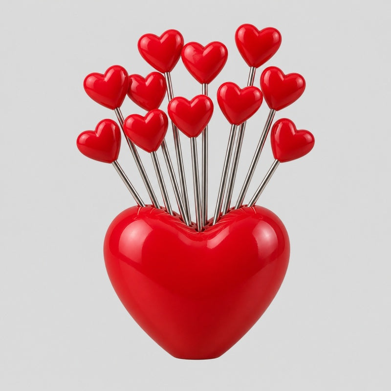 Heart Holder Fruit Forks Set