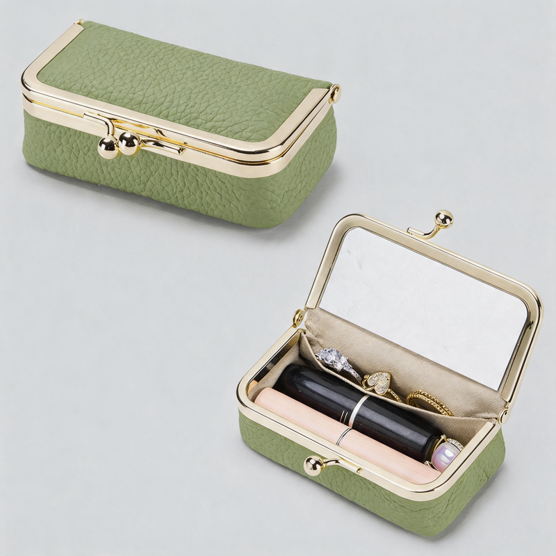 Faux Leather Kiss Lock Wallet