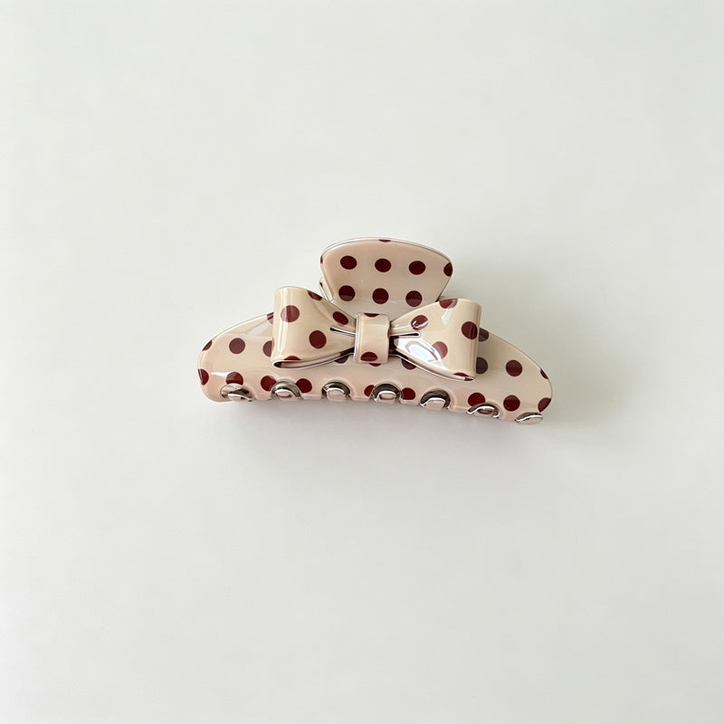 Polka Dot Bow Decor Hair Claw Clip