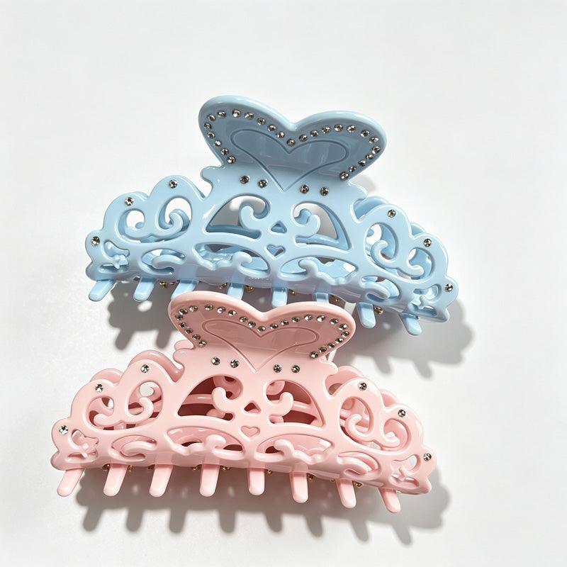Hollow Heart Rhinestone Hair Claw