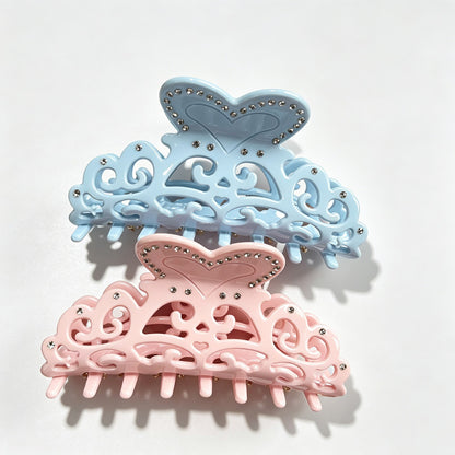 Hollow Heart Rhinestone Hair Claw