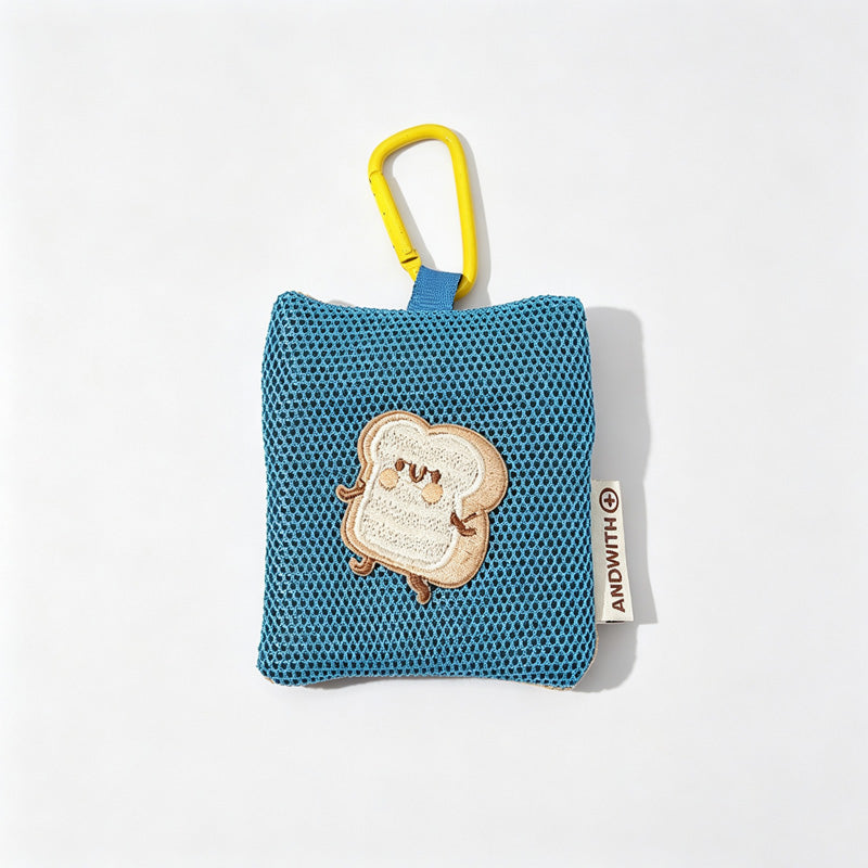 Toast Embroidery Mesh Zip Pouch
