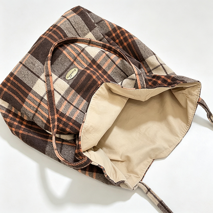 Cozy Plaid Tote Bag