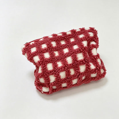 Woven Check Cosmetic Pouch