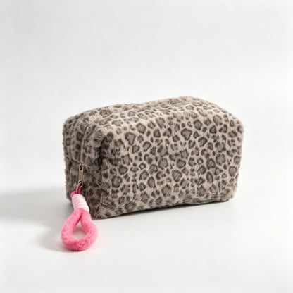 Leopard Fleece Cosmetic Pouch