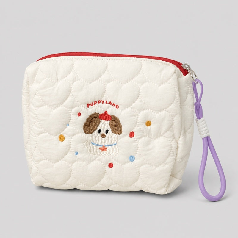 Puppy Embroidered Cosmetic Bag