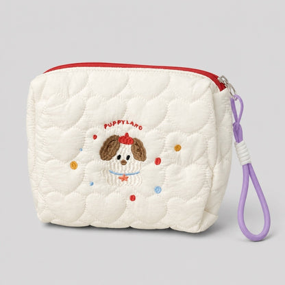 Puppy Embroidered Cosmetic Bag