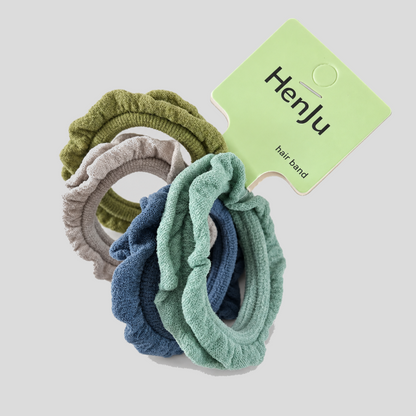 Ruffled Fabric Hair Ties Set