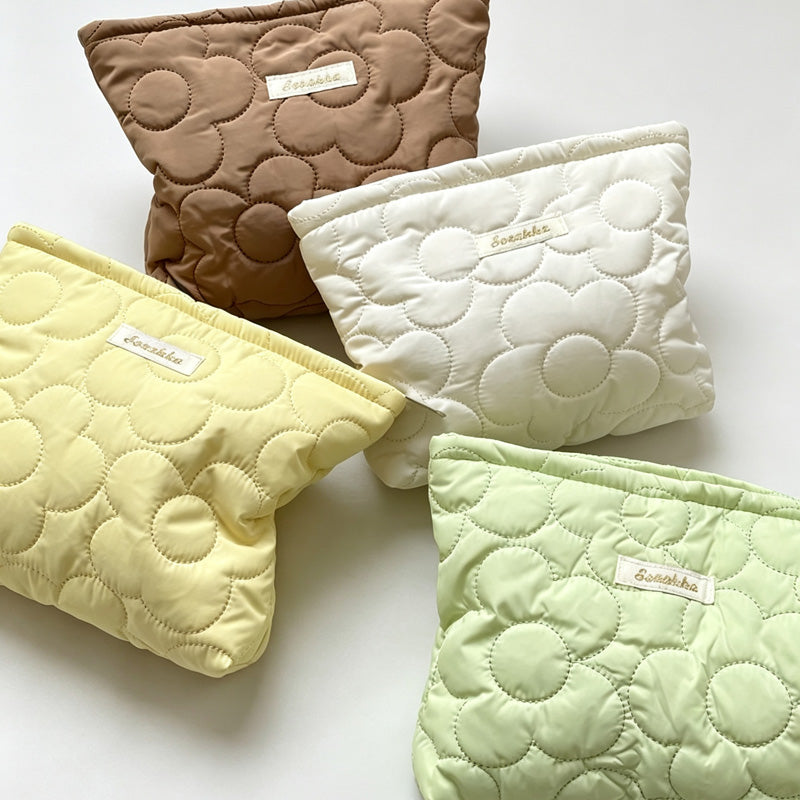 Quilted Flower Cosmetic Pouch