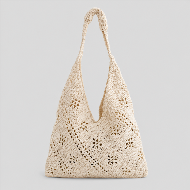 Mesh Crochet Shoulder Tote Bag