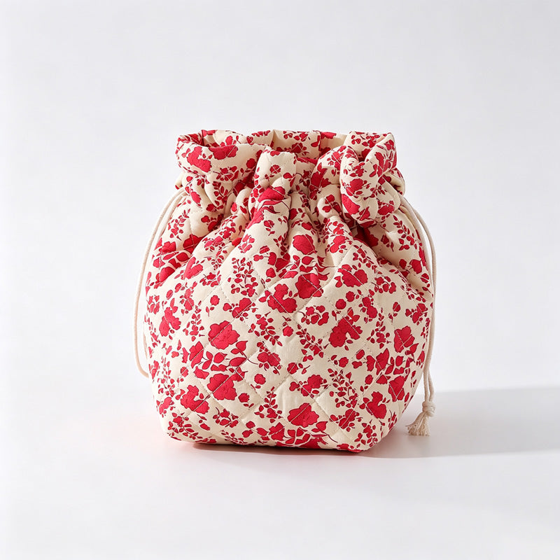 Floral Print Drawstring Storage Pouch