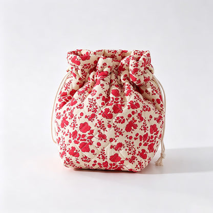Floral Print Drawstring Storage Pouch