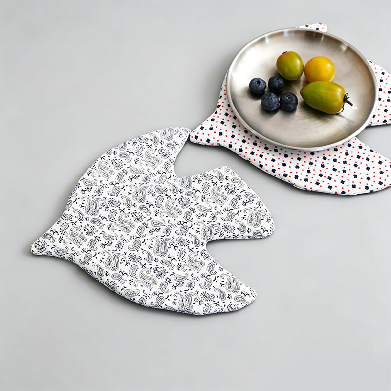 Decorative Cotton Blend Bird-Shaped Floral Fabric Coaster