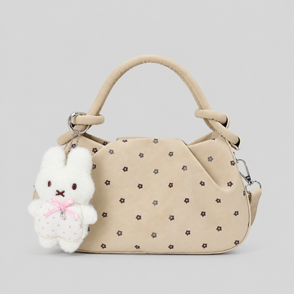 Floral Print Handbag with Charm