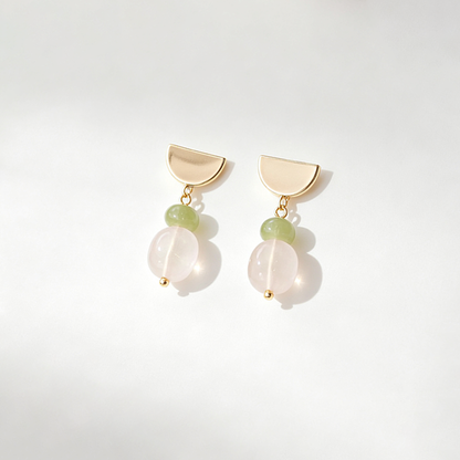 Crystal Green Stone Metal Drop Earrings