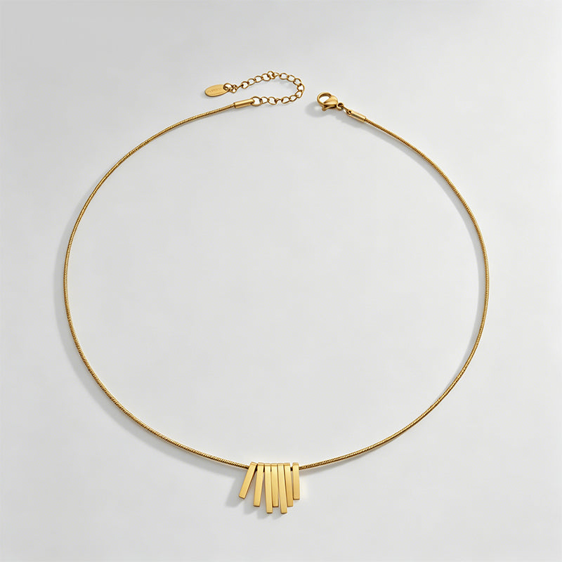 Minimalist Gold Bar Tassel Pendant Necklace