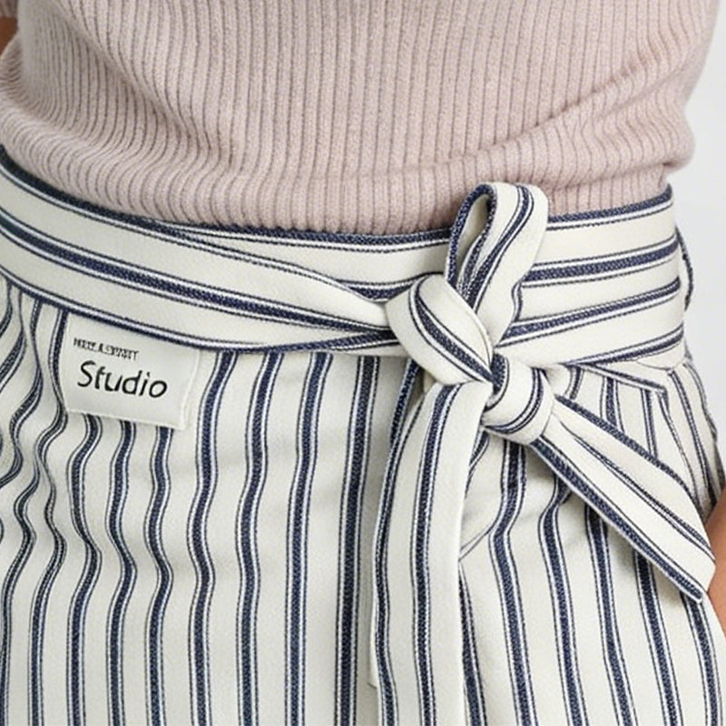 Polished Cotton Linen Fine Stripe Kitchen Waist