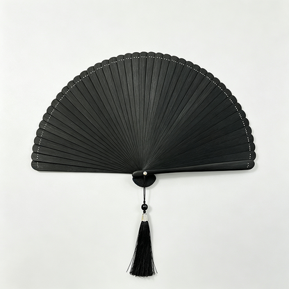 Solid Bamboo Shell Shaped Folding Fan