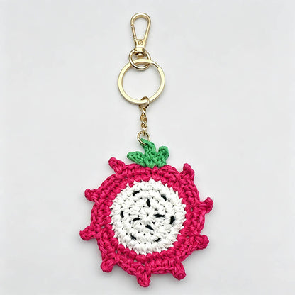 Woven Dragon Fruit Keychain Bag Charm