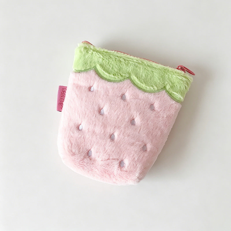 Strawberry Flat Zip Pouch