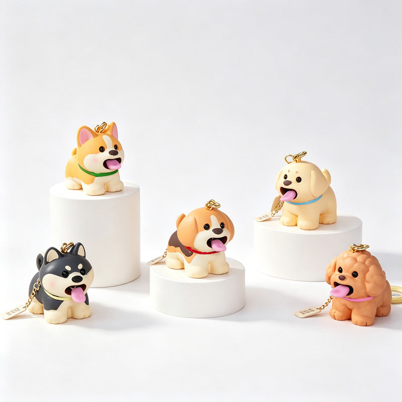 Resin Dog Figure Keychain