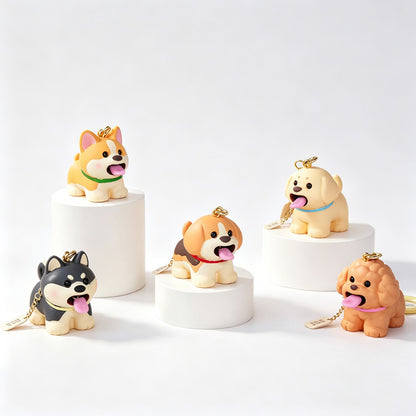 Resin Dog Figure Keychain