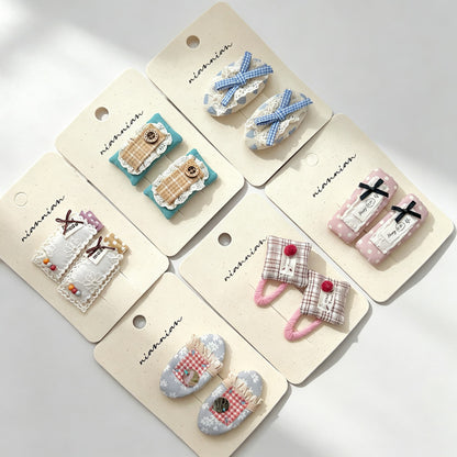 Lace Bead Fabric Hair Clip Set