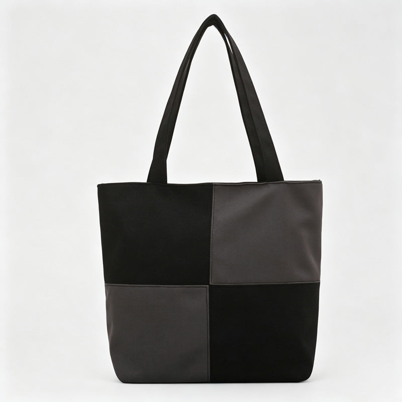 Color Block Canvas Tote Bag