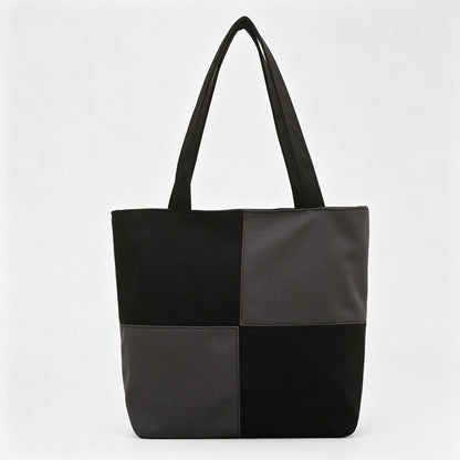 Color Block Canvas Tote Bag