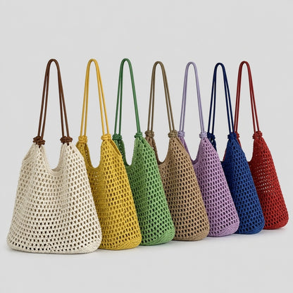 Open Stitch Shoulder Tote Bag