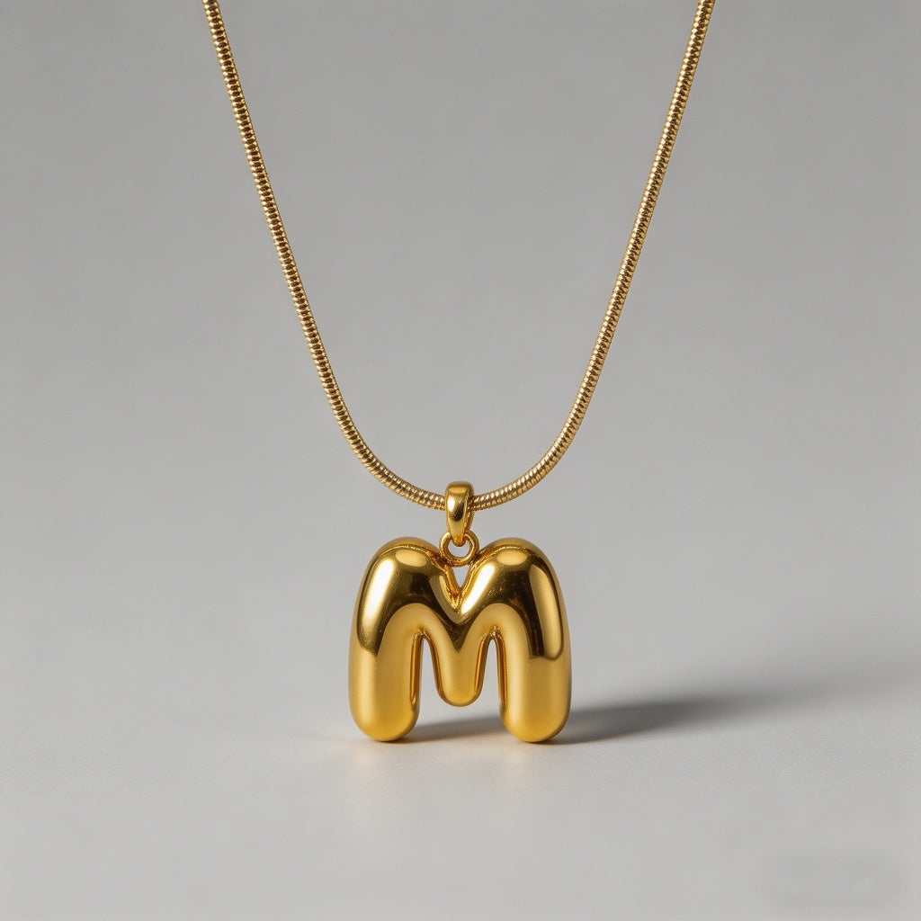 3D Bubble Letter Initial Neckl - Shopdayla Wholesale - #5458
