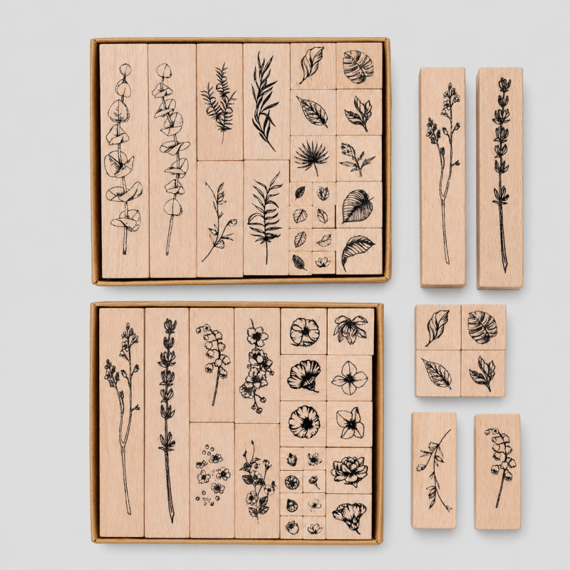 Vintage Botanical Wooden Rubbe - Shopdayla Wholesale - #3506