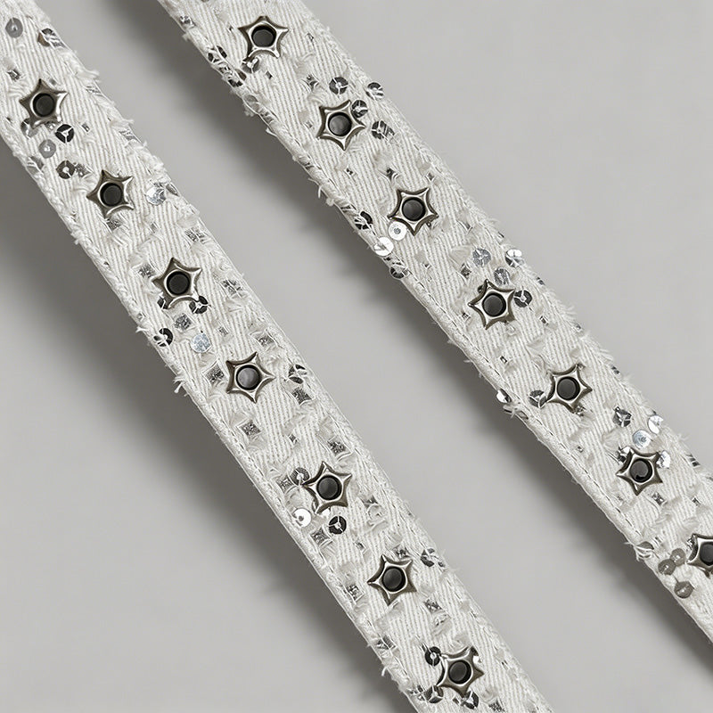 Denim Sequin Star Eyelets Belt - Shopdayla Wholesale - #7954